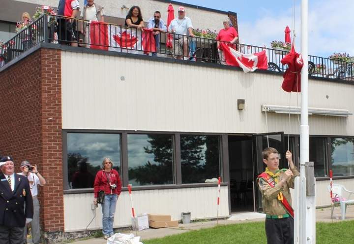Flag raising on Canada Day in Sainte-Anne-de-Bellevue in 2010.