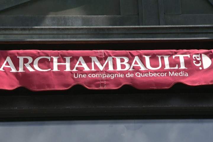The so-called "homeless spikes" were outside Archambault, a store owned by Quebecor, in downtown Montreal.