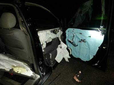 It appears remaining odour from the milk may have played a role luring the bear into the vehicle.