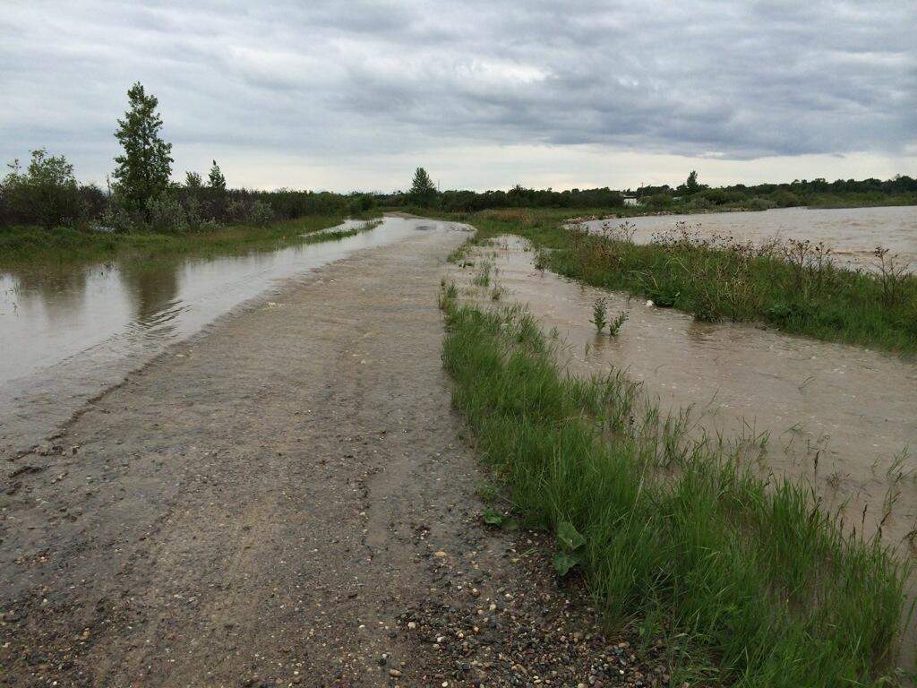 Flooding at the Blood Tribe Reserve. Photo taken on June 19, 2014.