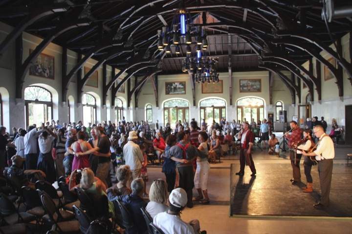 Montrealers take part in traditional dancing with the Folklore Ensemble Les Sortilèges in 2013.