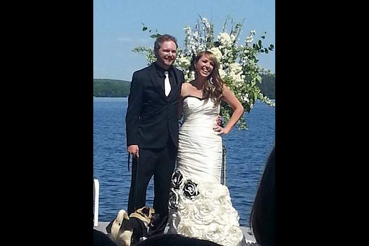 Andrew Mactaggart and Suzie McNeil pose as newlyweds on June 7, 2014.