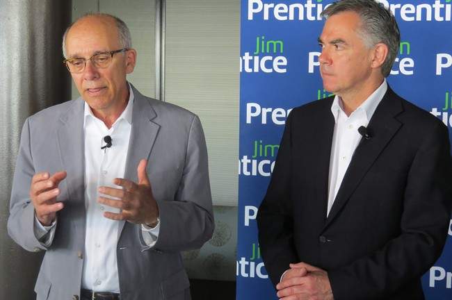 Alberta Health Minister Stephen Mandel with Premier Jim Prentice on June 3, 2014.