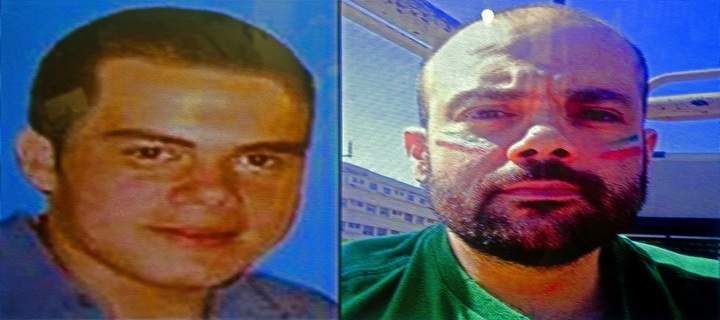 View of a screen displaying images of Fernando Sanchez Arellano, aka "El Ingeniero" and alleged member of the drug cartel Arellano Felix, during the press conference announcing his detention, in Mexico City on June 24, 2014.