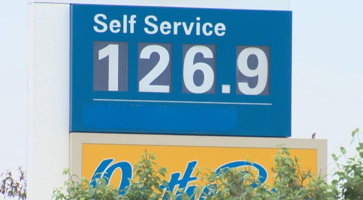 The price of regular gasoline at gas station in south Edmonton this spring.