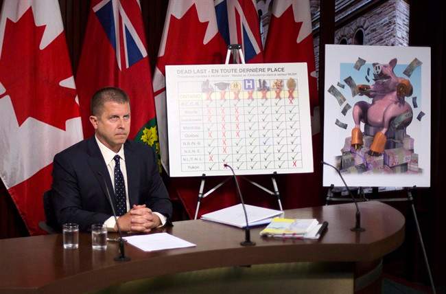 Ontario Ombudsman André Marin releases his 2013-14 Annual Report outlining public complaints about more than 500 provincial government ministries, corporations, agencies and boards, during a press conference in Toronto on Monday, June, 23, 2014.