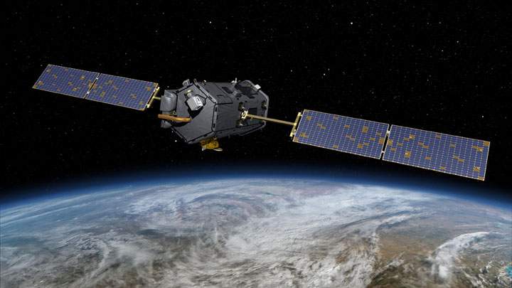 An artist's concept of NASA'sOrbiting Carbon Observatory (OCO)-2. 