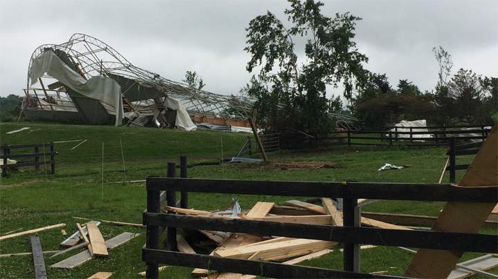 Damage left in the wake of the New Tecumseth tornado