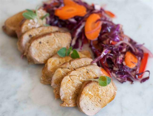 Use a sorghum mop to add layers of flavour to pork