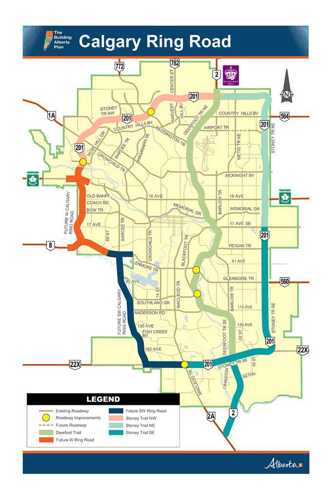 Map of final leg of the Calgary Ring Road