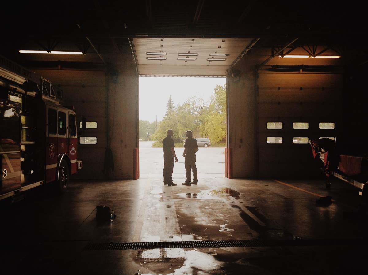 Ryan Wiebe, left, and Shawn Wiebe, right, are both volunteer firefighters.