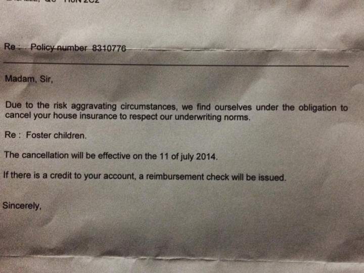 The letter from Wawanesa that was sent to the family.