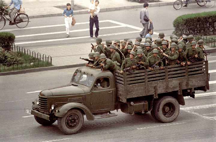 Photos taken by Jeff Widener during the Chinese government crackdown on protesters in Tiananmen Square 25 years ago this week.