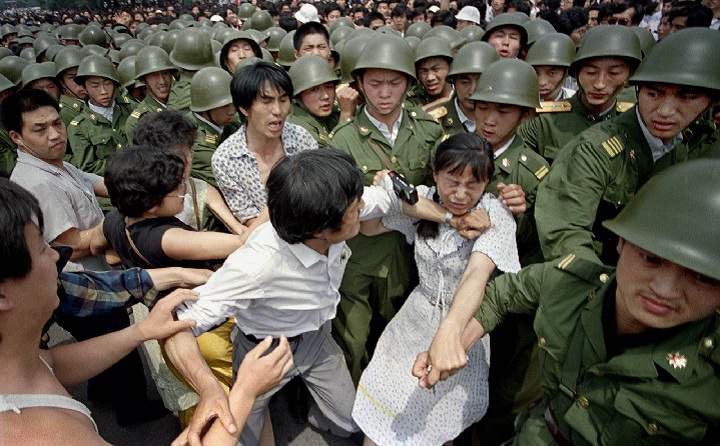 Photos taken by Jeff Widener during the Chinese government crackdown on protesters in Tiananmen Square 25 years ago this week.