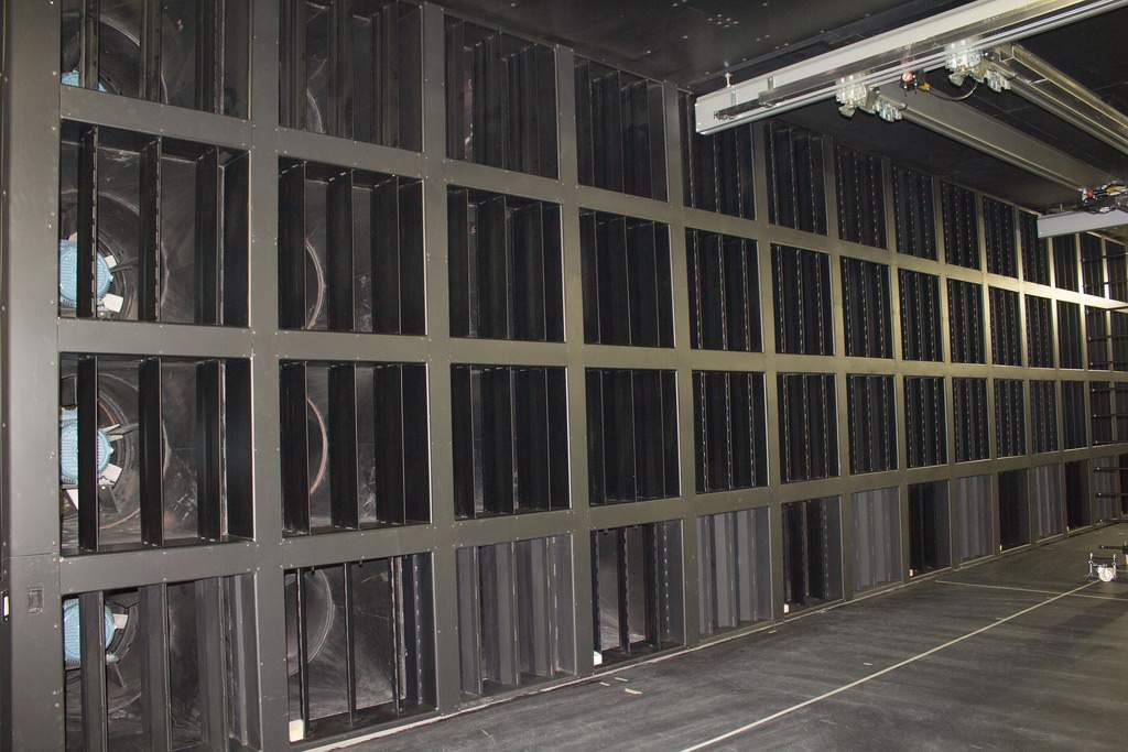 A wall of fans at the WindEEE facility in London, Ont.