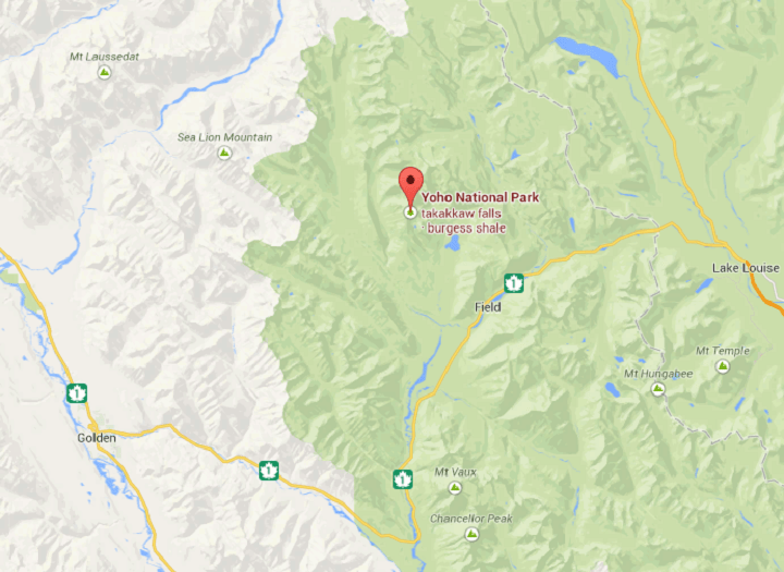 Location of Yoho National Park where there was a fatal collision on June 21, 2014.