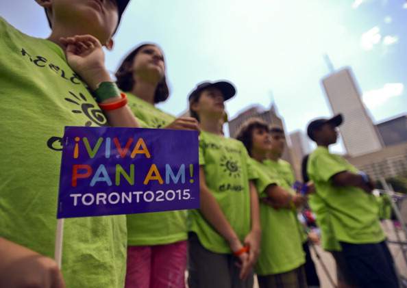 Kids on hand for the kick off ceremony for Pan Am Toronto 2015, listen to speeches by Mayor Rob Ford, MP Bal Gosal, Minister of State (Sport), MPP Charles Sousa, Minister responsible for the Pan/Parapan Am Games and TO2015 Chief Executive Officer, Ian Troop on July 10, 2012.