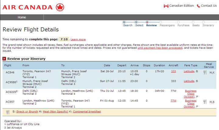 In booking a flight from Toronto to Delhi, India, one of the flight options is to fly Toronto to Munich and then Munich to Delhi, operated by Lufthansa. Until the loss of MH17 the flight took a path over Ukraine.