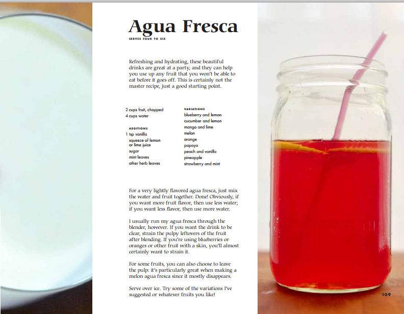 A recipe for “Agua Fresca” from Leanne Brown’s cookbook “Good and Cheap.”