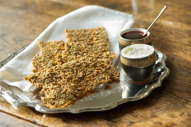 Arctic char liver pate birch syrup pecan squares