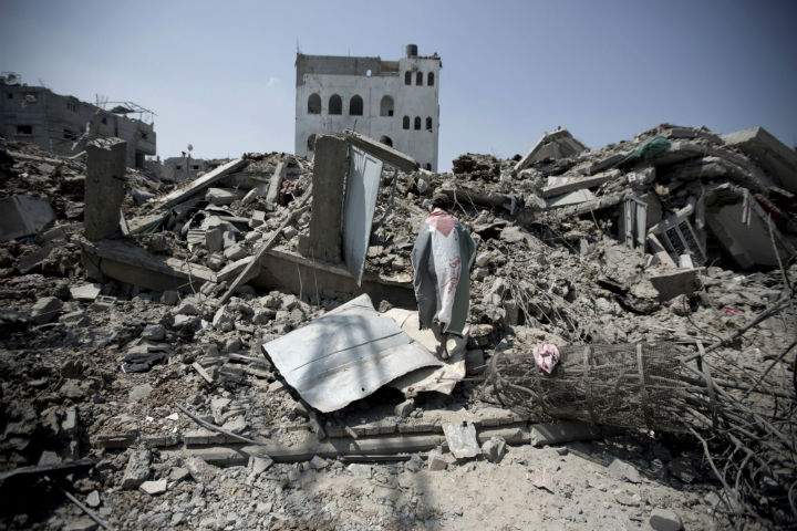 Rubble in the Gaza Strip district of Shejaiya
