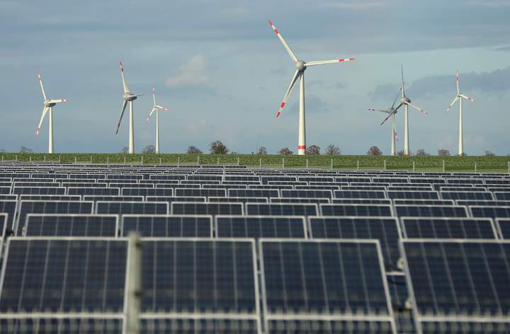 Wind turbines and solar panels