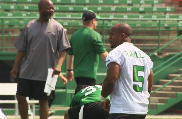 Saskatchewan Roughriders release international running back Hugh Charles.