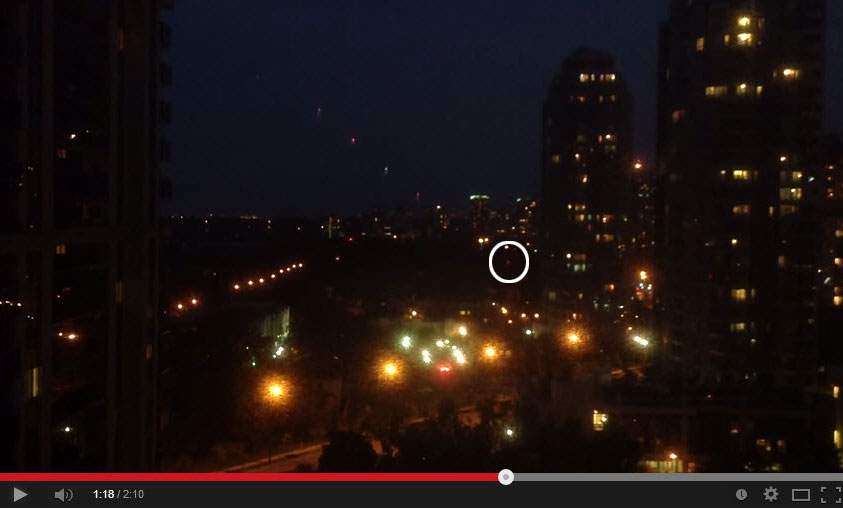 The circled object in the video appears in front of the buildings and trees meaning that it wasn’t a large object.