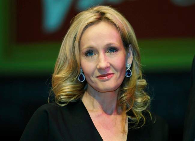 FILE – In this Thursday, Sept. 27, 2012 file photo, British author J.K. Rowling poses for photographers at the Southbank Centre in London.