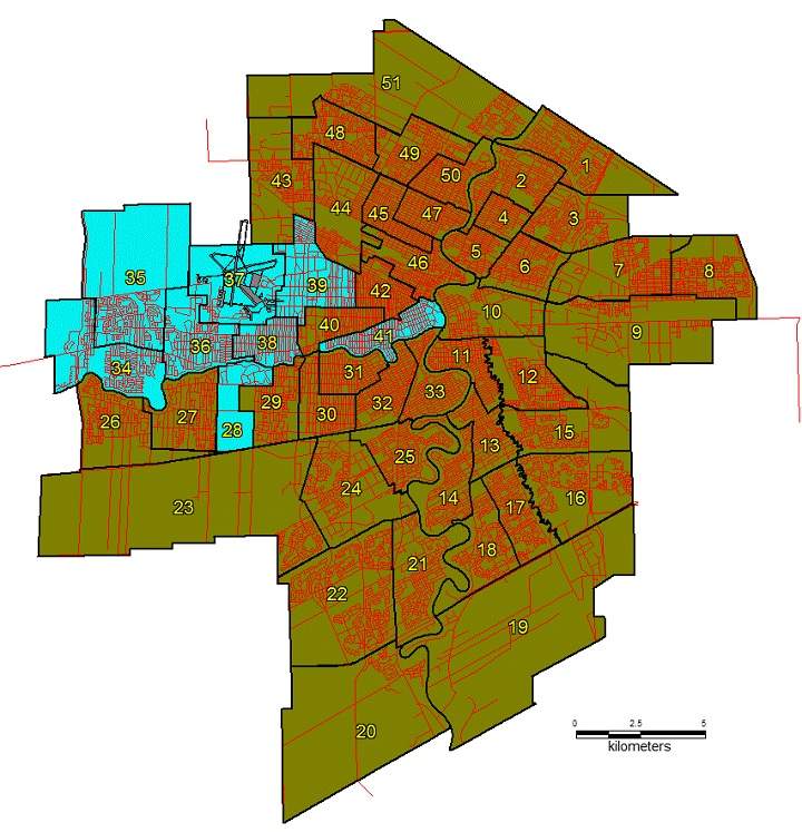 Blue areas are scheduled to be sprayed for mosquitoes on Tuesday night; green areas have already been treated.