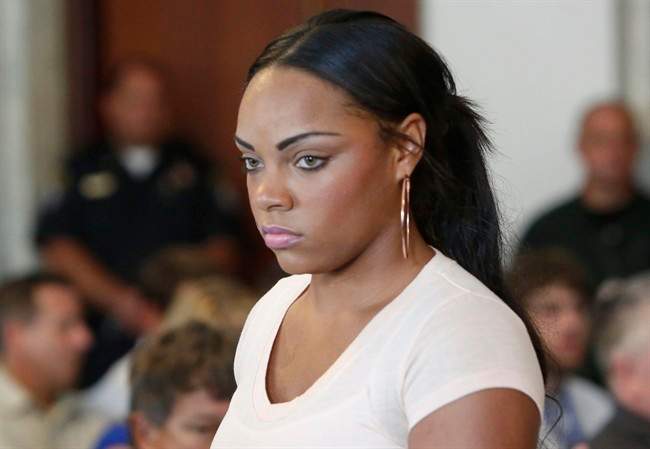 FILE - In this July 24, 2013, file photo, Shayanna Jenkins, fiancee of former New England Patriots NFL football player Aaron Hernandez, arrives at hearing for Hernandez at Attleboro District Courtroom in Attleboro, Mass. Prosecutors said in a filing Wednesday, July 16, 2014, that they have "direct evidence" that Jenkins lied to the grand jury that indicted Hernandez on a murder charge in the slaying of Odin Lloyd, including about a box she discarded at Hernandez's direction.