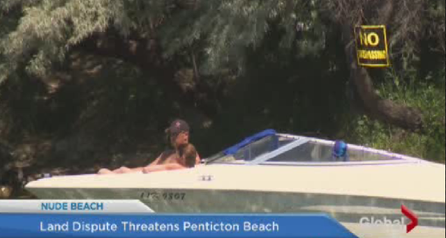 A nude beach-goer in Penticton.
