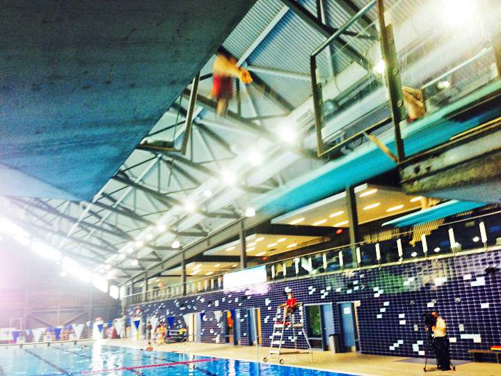 Training at the Pointe-Claire Aquatic Centre on July 8, 2014.