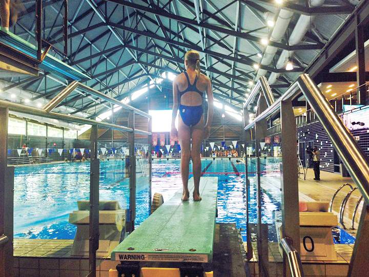 Training at the Pointe-Claire Aquatic Centre on July 8, 2014.