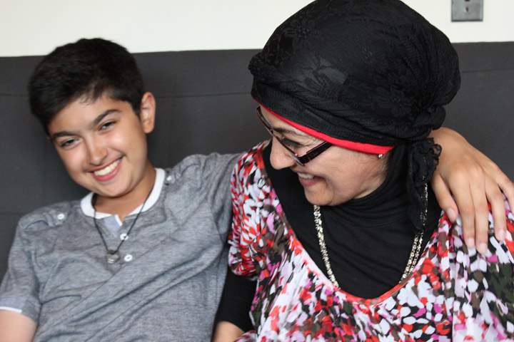 Sana Hassan and her son Omar joke around