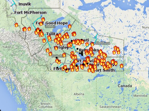 118 Fires Burning in the Northwest Territories Tuesday, July 8, 2014.