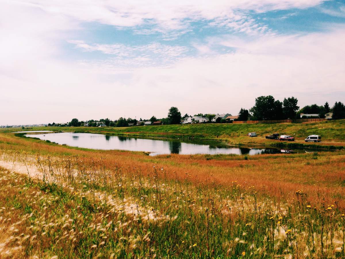 The water retention pond where CFD dive team is conducting a search.