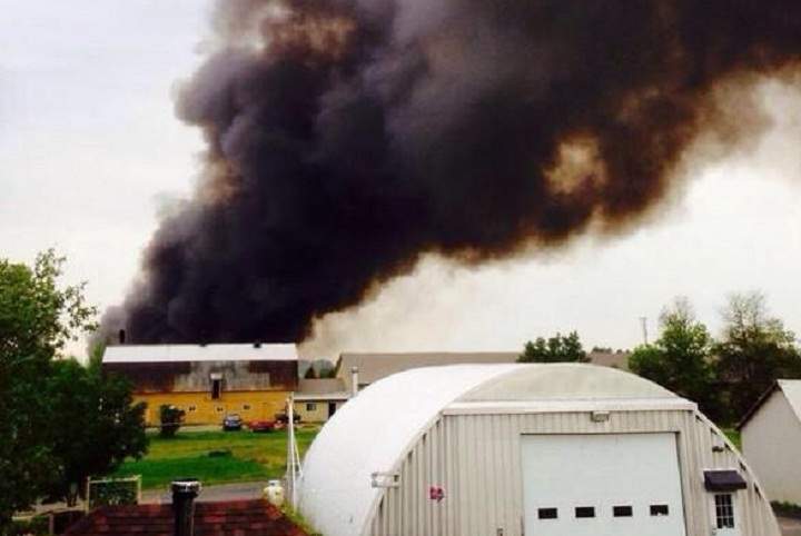 A glimpse of the fire in Chambly on August 12.