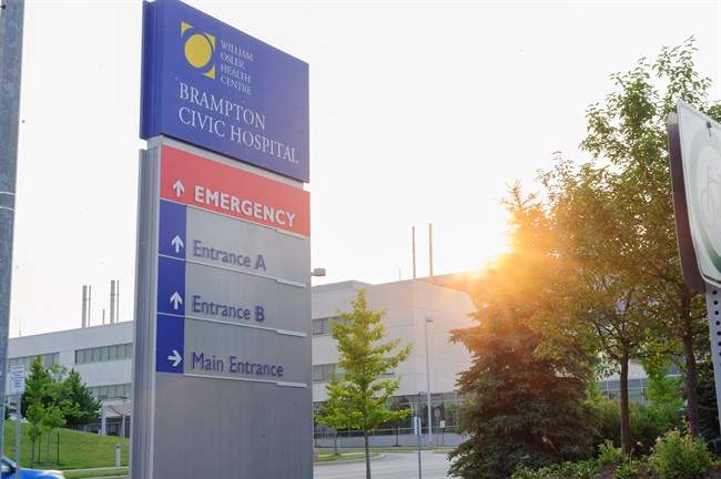 Brampton Civic Hospital is shown in Brampton, Ontario on Friday Aug. 8, 2014.