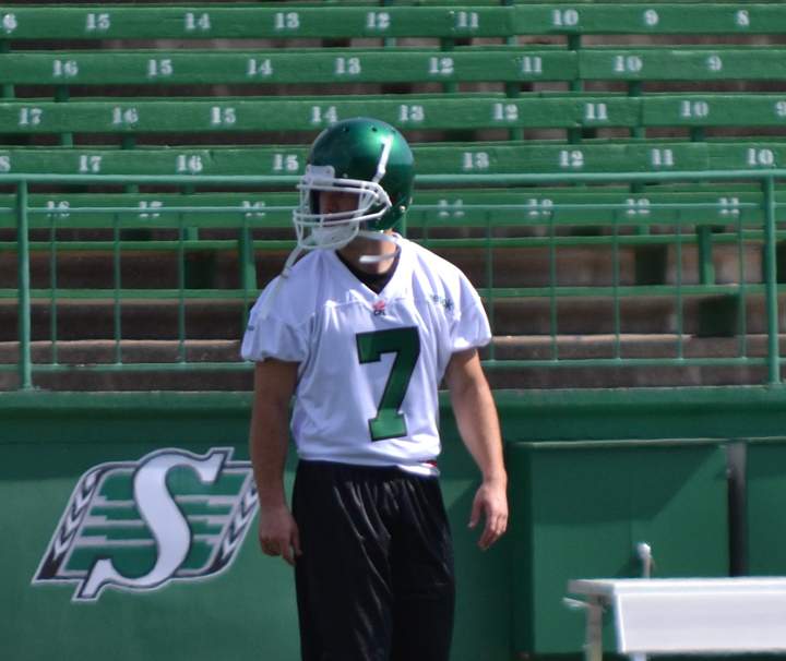The Saskatchewan Roughriders released images of Weston Dressler practicing with the team today