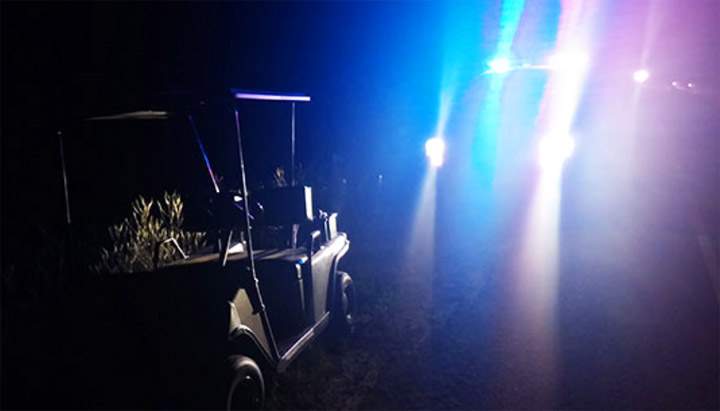 A drunk man arrested driving a golf cart on a Saskatchewan highway almost blew double the legal limit.