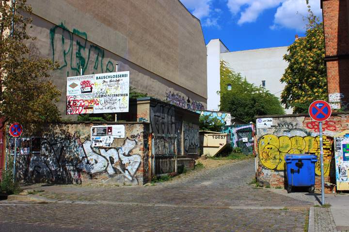Not all of Berlin's graffiti is particularly attractive or artistic. This is a lane in Friedrichshain.