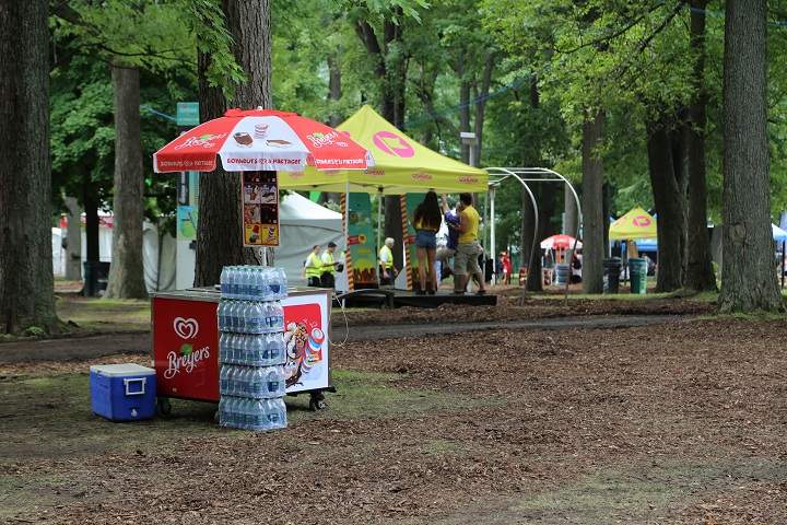 A food stand waits for Osheaga festival-goers in Montreal on Friday, August 1, 2014.