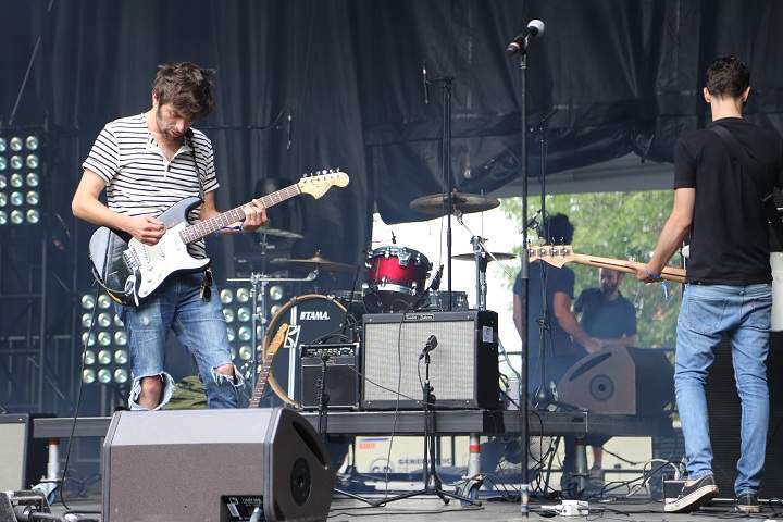 The band Le Trouble playing at Osheaga in Montreal on Friday, August 1, 2014.