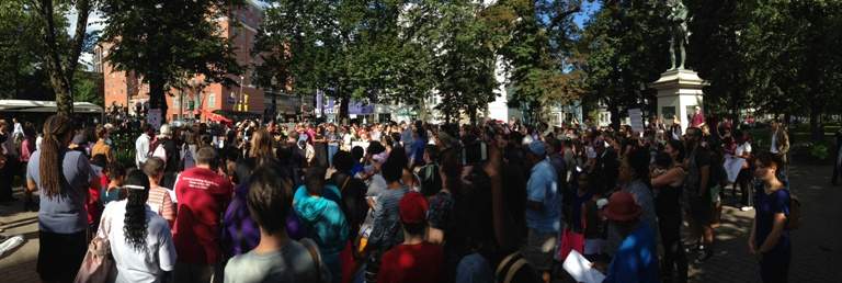 A panorama of Victoria Park, where the rally started.