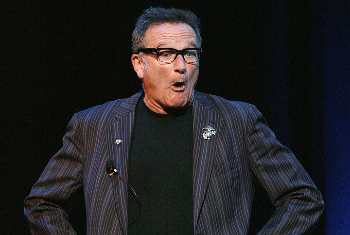 FILE – This Nov. 7, 2007 file photo shows comedian Robin Williams performing at the NY Comedy Festival Event “Stand Up for Heroes: A Benefit for the Bob Woodruff Family Fund”, in New York.
