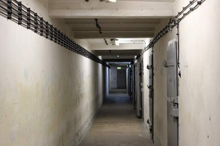 Inside the 'U-Boot' - a hallway of windowless prison cells in the basement of Hohenschönhausen prison.
