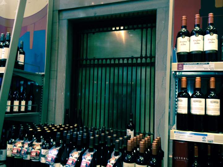 Ticket wicket among wine