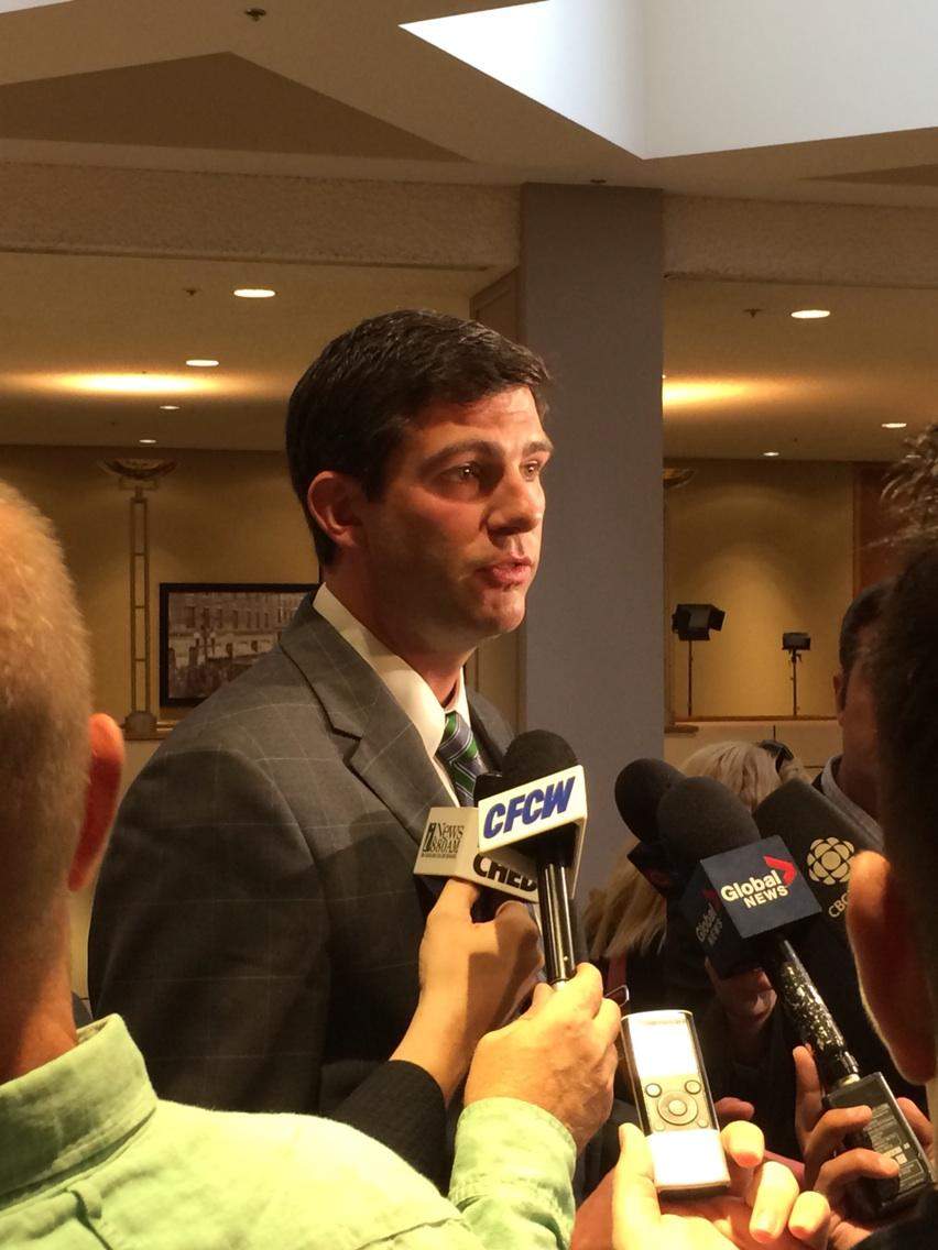 Edmonton mayor Don Iveson met with Liberal leader Justin Trudeau to discuss a number of issues including federal infrastructure funding, Wednesday, August 20, 2014. 