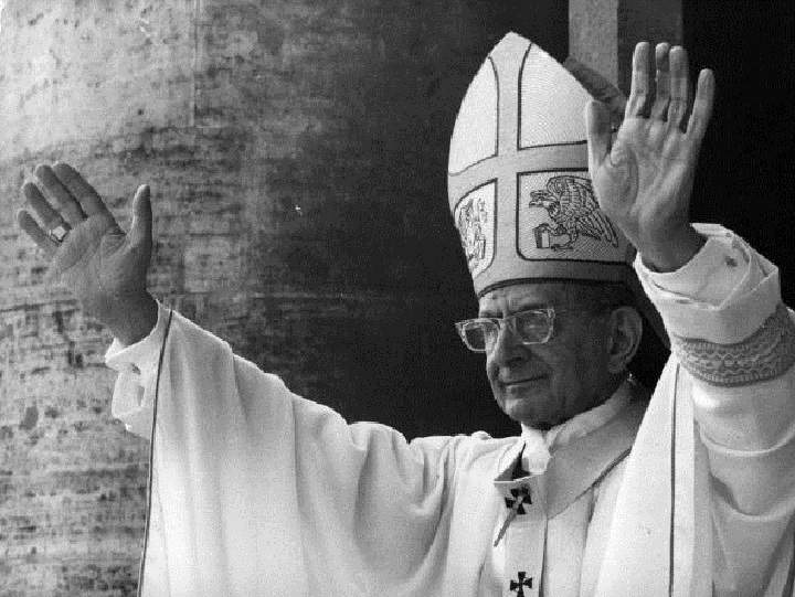 Pope Paul VI, Giovanni Battista Montini, at his Easter Address on the balcony of St Peter’s Basilica.